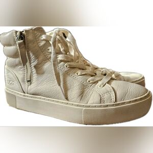 UGG Olli White Leather High Top Platform Sneakers - Size 7